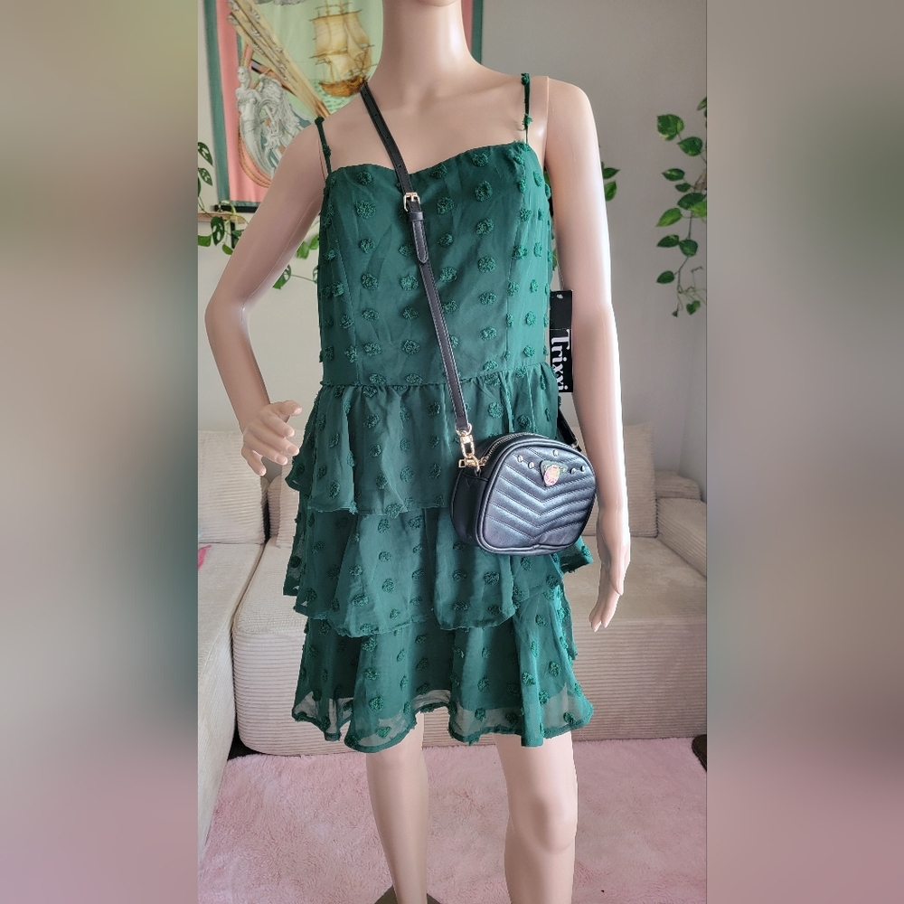 Stylish Green Layered Dress